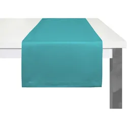 Tischläufer ADAM "Uni Collection" Gr. 1, blau (türkis), B:50cm L:150cm, Bio-Baumwolle, Tischdecken