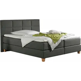 Home Affaire Boxspringbett HOME AFFAIRE "Casey", grau (anthrazit), B:191cm L:209cm, Struktur fein (100% Polyester), Komplettbetten, Boxspringbett, in 5 Breiten, 3 Ausführungen, 2 Härtegraden, Steppung, Topper