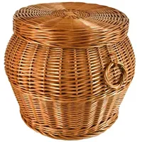 MyBer MyBer® Pouf Hocker aus Weide mit Stauraum, Deckel