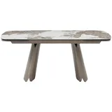 Vente-Unique Esstisch, Grau, Weiß, Keramik, Glas, 6-Sitzer, Rechteckig, 220x75x90 cm, Esszimmer, Tische, Esstische
