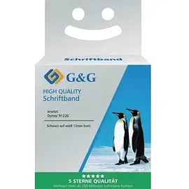 G&G BM-D-G-91200 Kompatibel ersetzt DYMO 91220 Bandfarbe: Weiß Schriftfarbe: Schwarz 12mm 4m