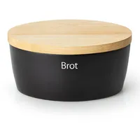 Continenta Brottopf mit Holzdeckel oval 27 cm matt schwarz