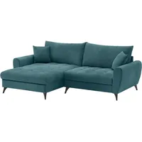 Ecksofa MR. COUCH "Blackburn II, L-Form", blau (memphis 13 petrol), B:246cm H:71cm T:170cm, Memphis (Grundgewebe - 100% Polyester; Nutzschicht- 90% Polyester / 10% Polyamide), Sofas, Mit Kaltschaumpolsterung bis 140 kg belastbar