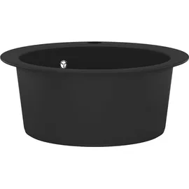 vidaXL Granitspüle Einzelbecken Rund Schwarz -