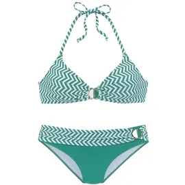 JETTE Triangel-Bikini Damen grün-weiß Gr.40 Cup C/D
