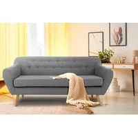 3-Sitzer ANDAS "Renne" Sofas Gr. B/H/T: 178cm x 78cm x 73cm, Struktur fein, grau mit Heftung im Rücken skandinavischem Stil