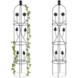 Relaxdays Rankhilfe Obelisk, 2er Set, HxD: 103x20 cm, Ranksäule Kletterpflanzen, Metall, freistehend, Rosenturm, schwarz