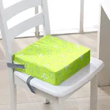 Surwin Rutschfeste Sitzerhöhung Stuhl Kind Sitzkissen Stuhl mit Sicherheits Schnalle, 3D Flugzeug Sitzkissen Kinder Tragbare Sitzerhöhung Waschbar Zerlegbar Baby Sitzhilfe (Grün,40x40x10cm)