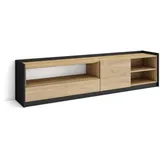 SKRAUT HOME Lowboard 207x50x37 cm Eiche Schwarz Holzwerkstoff