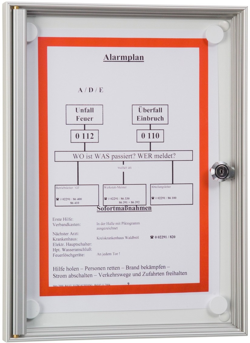 Schaukasten mit Informationen für Innenbereich