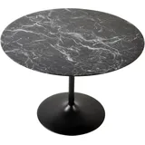 SalesFever Esstisch rund Ø 110 cm | Tischplatte in Marmoroptik schwarz