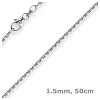 Schmuck Krone Goldkette 1,5mm Ankerkette aus 585 Weißgold, 50cm, Gold 585 silberfarben
