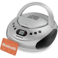 OAKCASTLE CD250 Tragbar Bluetooth Boombox | Einfache Kontrollen CD Player fur Kinder | Tragbare CD Spieler mit FM Radio, 30 Radiovoreinstellungen, LED-Anzeige & Kopfhörerbuchse (Silber)