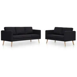 vidaXL 2-tlg. Sofagarnitur Stoff Schwarz