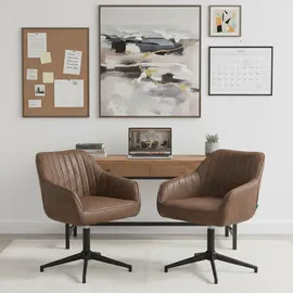 dubi möbel Polsterstuhl Mika-Caro Wildlederoptik Braun 2er Set