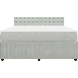 vidaXL Boxspringbett mit Matratze Hellgrau 180x200 cm Samt