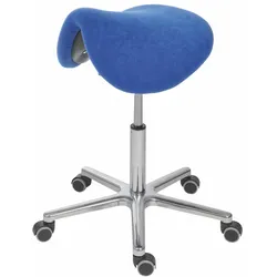 PROREGAL Sattelhocker Lexington, multibeweglicher Sitzmechanik, Sitzhöhe 50-65cm, Tragfähigkeit 110kg, Polstersitze, Aluminium-Fußkreuz, Rollen, Blau