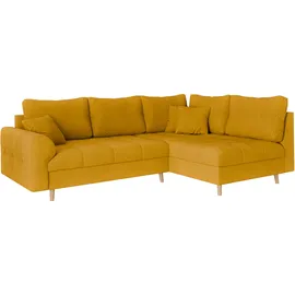 Home Affaire Ecksofa HOME AFFAIRE "CHARRE L-Form mit Ottomane, Maße B/T/H: 231/161/81 cm", gold, B:231cm H:81cm T:161cm, 92% Polyester, 8% Nylon, Sofas, Ecksofa, feine Steppung, lose Rücken- und Zierkissen, auch in Cord und Bouclé