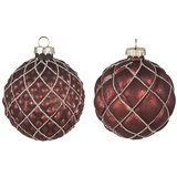 Clayre & Eef Weihnachtskugel 2er Set Ø 8 cm Rot Glas Weihnachtsdekoration