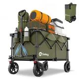 Sekey XXL Plus Bollerwagen Faltbar 200L 200KG Tragkraft, Faltbarer Bollerwagen Geländetauglich mit Bremsen, Handwagen Patentiert Klappbar aus Vier Richtungen, XXL-PlusG 4010, Olivgrün