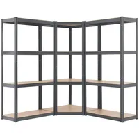 Juskys 3er Regalsystem 1 Eckregal & 2 Easy - Grau