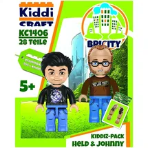 KiddiCraft KC1406 KIDDIZ Figuren-Pack: Held der Steine & Johnny ́s World - Klemmbausteine
