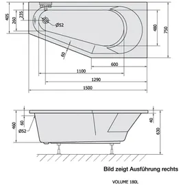 Polysan TIGRA Raumsparbadewanne 150 x 75 cm (72933)