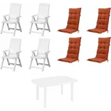 PROGARDEN Tampa + Faro Garten-Essgruppe 85 x 109 x 137 cm weiß 4 St.