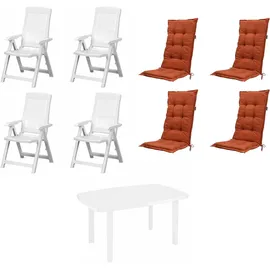 PROGARDEN Tampa + Faro Garten-Essgruppe 85 x 109 x 137 cm weiß 4 St.