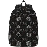 StOlmx Supernatural Symbole schwarzer lässiger Rucksack, Rucksack, wasserdicht, lässiger Rucksack, niedlicher Laptop-Rucksack, Reise, Tagesrucksack, Schwarz , M - M