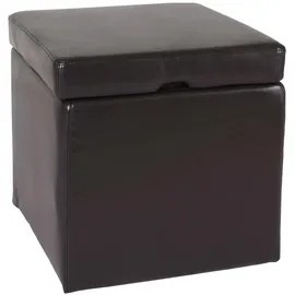 Mendler Sitzwürfel Aufbewahrungsbox mit Deckel Leder + Kunstleder 45 x 44 x 44 cm Braun
