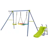 KOMFOTTEU Schaukelkombination 4-in-1 Kinderschaukel, (Set), mit Rutsche Basketballkorb