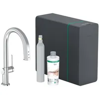 Hansgrohe Aqittura M91 Sodasystem 210, Ausziehauslauf, 1jet, sBox lite, ausziehbar, schwenkbar, 76839000,