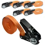 Baumarktplus 5x Ratschen Spanngurt Spanngurte Orange 1-tlg 4m 0,8t 800kg Schwarzes Schloss