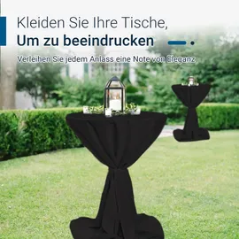 TexDeko Stehtischhusse Premium Schwarz Ø 90cm mit Schleifenband
