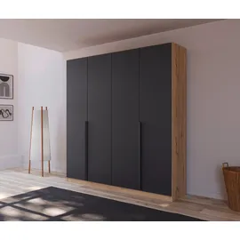 Rauch "Dark&Wood by Quadra Spin braun (eiche artisan, grau metallic), B:181cm H:210cm T:54cm, Holzwerkstoff, Schränke, Drehtürenschrank, im Industrial Style mit Metallgriffstangen