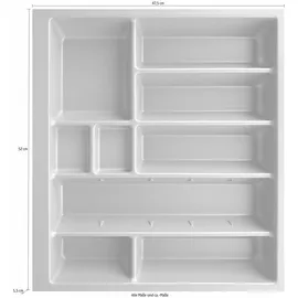 kochstation Besteckeinsatz KOCHSTATION "Cara", grau (silbergrau), B:52cm H:47,5cm T:5,5cm, Kunststoff, Schubladeneinsätze, Besteckeinsatz, 60 cm breit, für Schubkästen der Serien Tokio, Cara, Elga, Tara, Avio