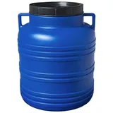 plasteo 30 Liter Weithalsfass mit Deckel und Griffen Blau
