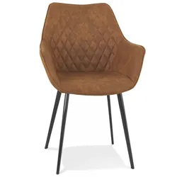 Armlehnstuhl aus Metall und Textilien | Mikrofaserbezug Stuhl mit ergonomischen Armlehnen | Eleganter Stil | 61x63x80 cm | Kadima Design