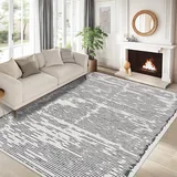 GarveeHome Teppich Wohzimmer 160 x 230 cm Grau - Waschbarer Kurzflor Teppiche Einfarbig Teppich Waschbar rutschfest Extra Weich Flauschiger Teppiche für Schlafzimmer