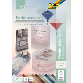 Folia Tonpapier Perlmuttkarton farbsortiert 250 g/qm 13 St.