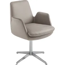 Drehstuhl K+W KOMFORT & WOHNEN "Cube", grau (stahl 85, edelstahloptik), B:63cm H:84cm T:65cm, Stühle, Drehstuhl Esszimmerstuhl, Rückholfunktion, Untergestell Edelstahloptik