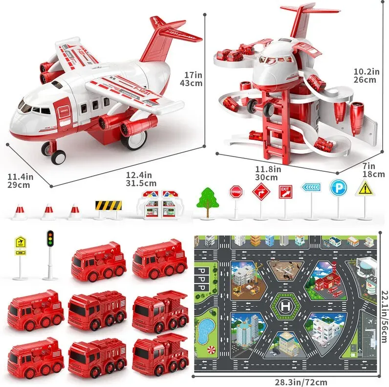 1232-102 rotes Flugzeug + 8 Autos