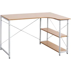 Woltu Eckschreibtisch Heller Eiche / Weiß