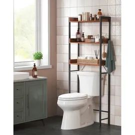 VASAGLE Waschmaschinenregal 63 x 25 x 165 cm Braun-Schwarz