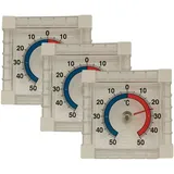 Iloda® 6x Fensterthermometer selbstklebend, transparent und analog ca. 7,5x7,5cm aus Kunststoff, Außenthermometer für Fenster, Thermometer Außen