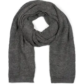 Stylebreaker Strick Schal mit Wellenmuster, Uni Winter Strickschal einfarbig, locker gestrickt, Lochstrick Muster 01018163, Farbe:Dunkelgrau | Gr.: onesize