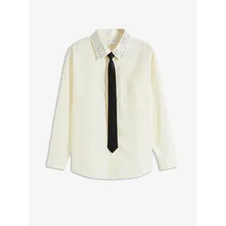 bonprix Bluse mit Schlips, weiß, 38, mit Baumwolle