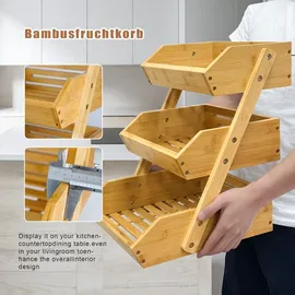 yuanyin Adel Dream Bambus-Obstkorb,3-stöckiger Servierkorb, Obstschale und Snack-Ausstellungsständer, perfekt für Obst, Gemüse Snacks, Haushaltswaren u...