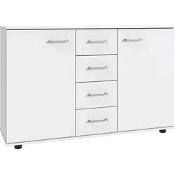 Kombikommode WIMEX "Taiga", weiß, B:130cm H:83cm T:41cm, Spanplatte, Sideboards, obere Schublade in Absatzfarbe oder uni weiß